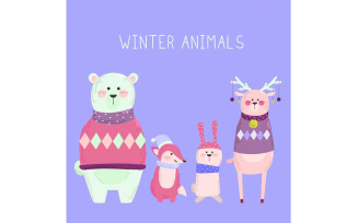 Winter Animals Collection Illustration