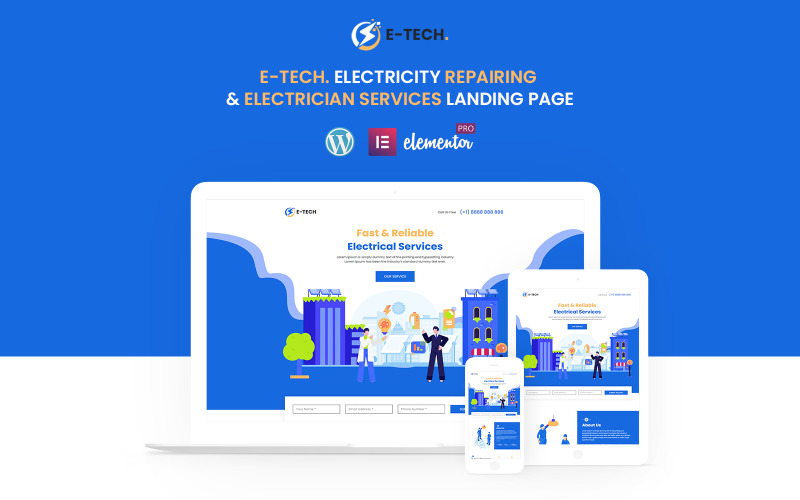 E-Tech Electric Services - Ready to use Elementor Template Elementor Kit