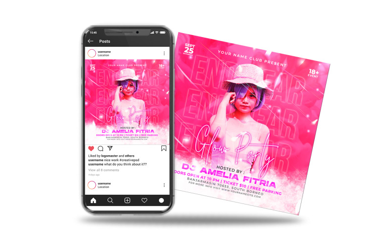 glow party music night event Social Media