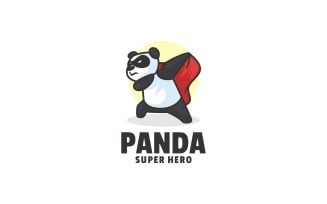 Panda Super Hero Cartoon Logo