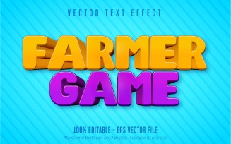 Farmer Game - Editable Text Effect, Cartoon Text Style, Graphics Illustration