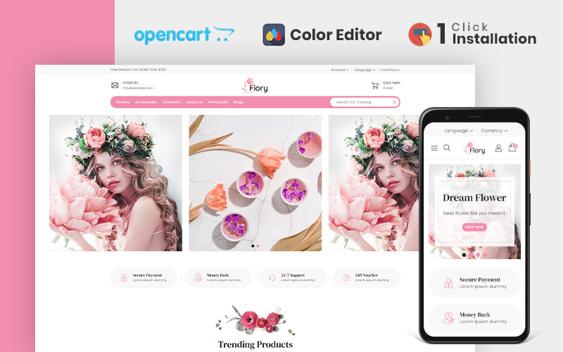 Flory Flower Store Opencart Theme OpenCart Template