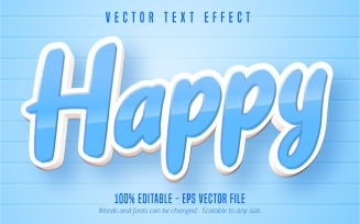 Happy - Editable Text Effect, Cartoon Text Style, Graphics Illustration