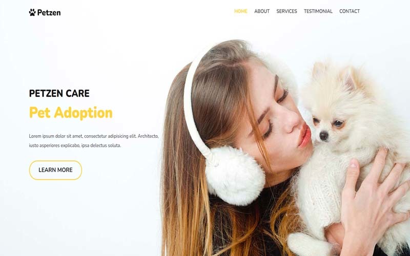 Petzen - Pet Care HTML Template Landing Page Template