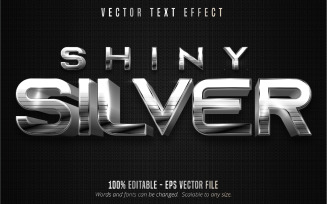 Shiny Silver - Editable Text Effect, Metallic Silver Text Style, Graphics Illustration