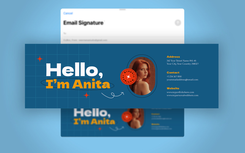 Retro Creative Email Signature UI Element