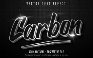 Carbon - Editable Text Effect, Metallic Silver And Black Text Style, Graphics Illustration