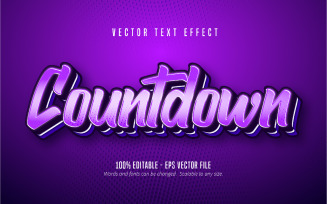 Countdown - Editable Text Effect, Cartoon And Purple Text Style, Graphics Illustration