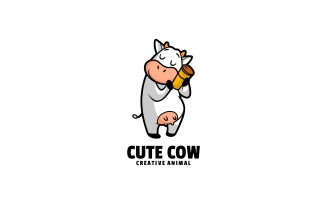 Cute Cow Simple Mascot Logo