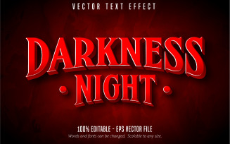Darkness Night - Editable Text Effect, Cartoon And Red Text Style, Graphics Illustration