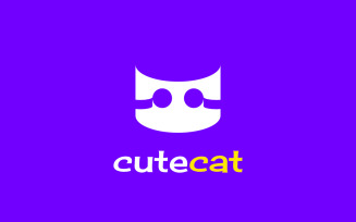 Fun Simple Cute Cat Logo Design