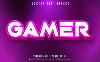 Gamer - Editable Text Effect, Purple Color Cartoon Text Style, Graphics Illustration