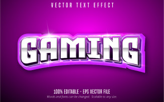 Gaming - Editable Text Effect, Cartoon And Purple Text Style, Graphics Illustration