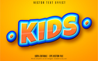Kids - Editable Text Effect, Cartoon And Orange Text Style, Graphics Illustration