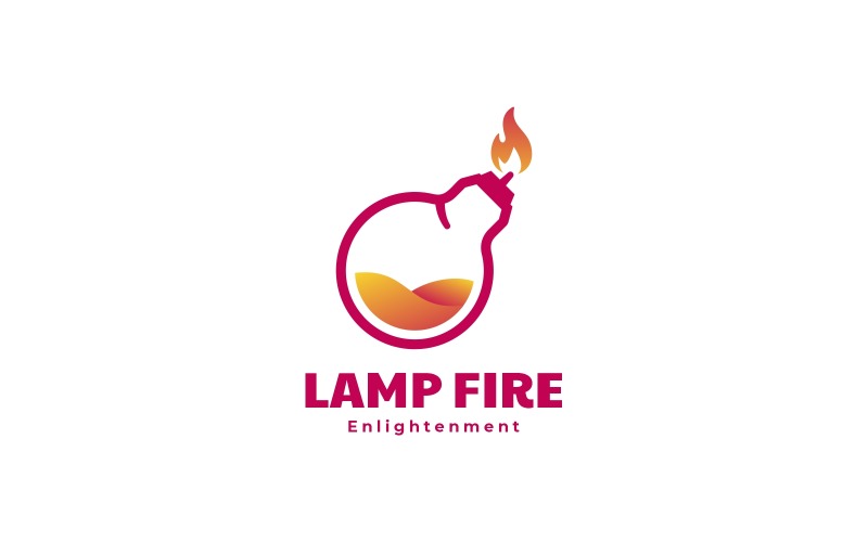 Lamp Fire Line Gradient Logo Logo Template