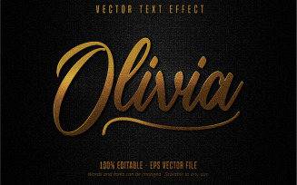 Olivia - Editable Text Effect, Minimalistic Metallic Gold Text Style, Graphics Illustration
