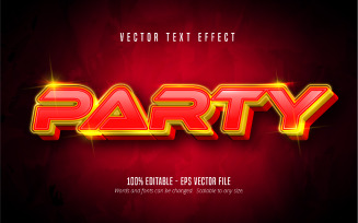 Party - Editable Text Effect, Cartoon And Red Text Style, Graphics Illustration