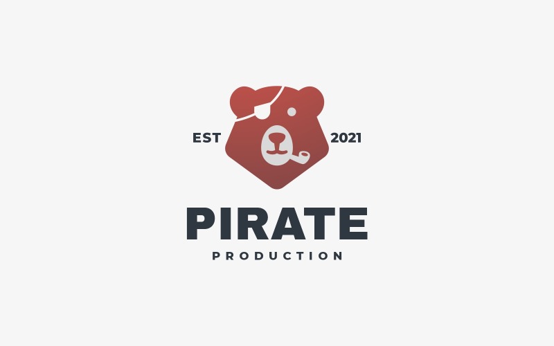 Pirate Bear Badge Logo Style Logo Template