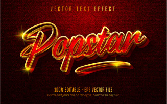 Popstar - Editable Text Effect, Red And Metallic Gold Text Style, Graphics Illustration
