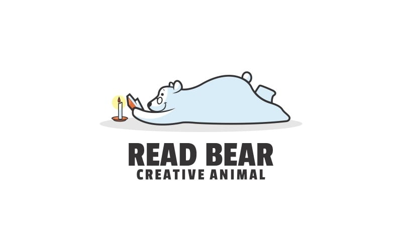 Read Bear Simple Mascot Logo Logo Template