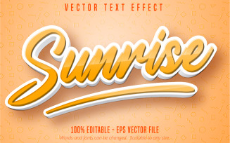 Sunrise - Editable Text Effect, Cartoon And Orange Text Style, Graphics Illustration