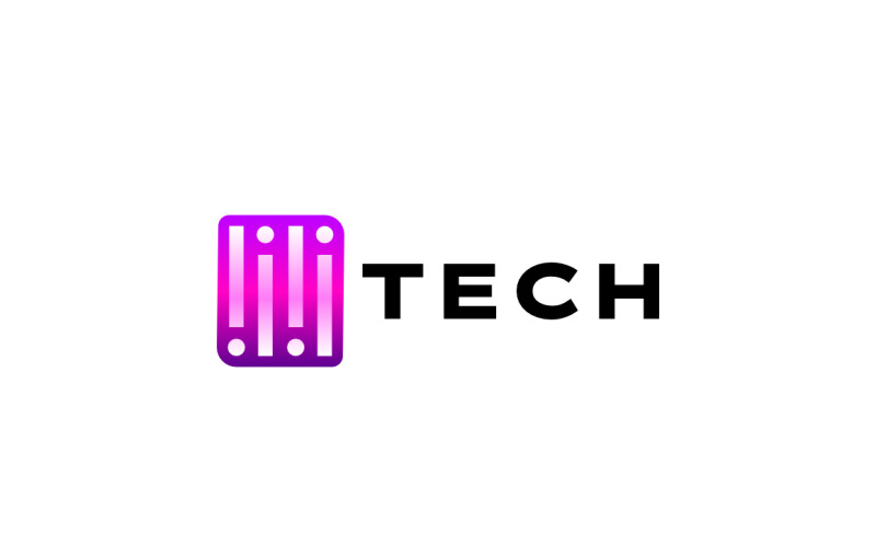 Tech Line Dot Purple Logo Logo Template