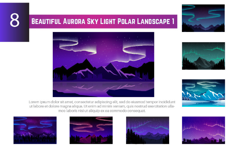 8 Beautiful Aurora Sky Light Polar Landscape 1 Illustration