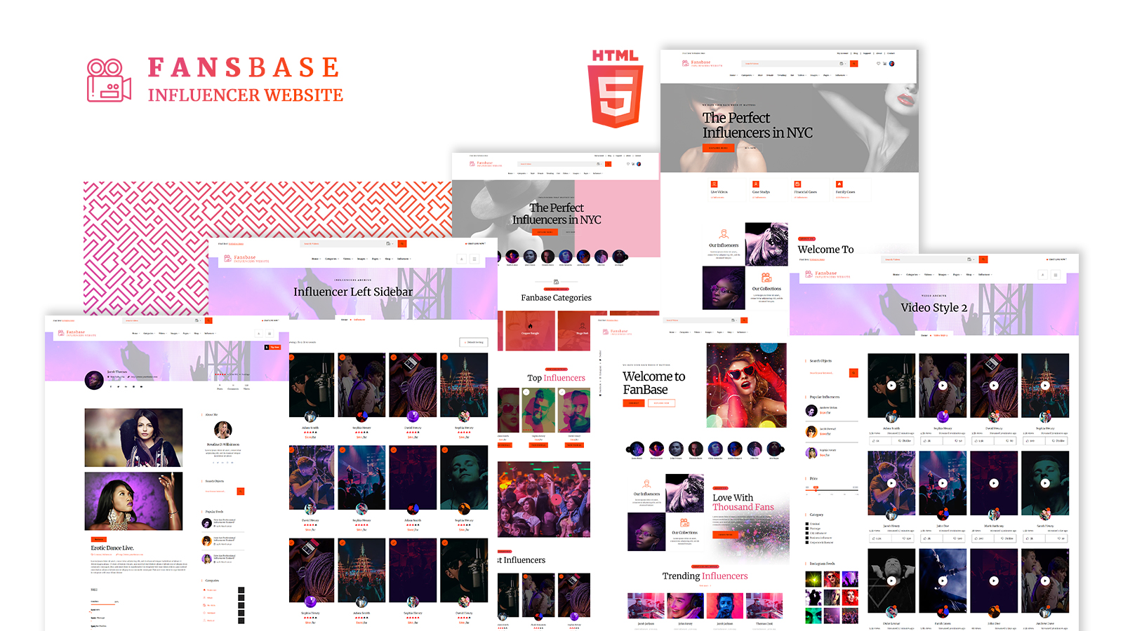 Fansbase Influencer Social Hub HTML5 webhelysablon