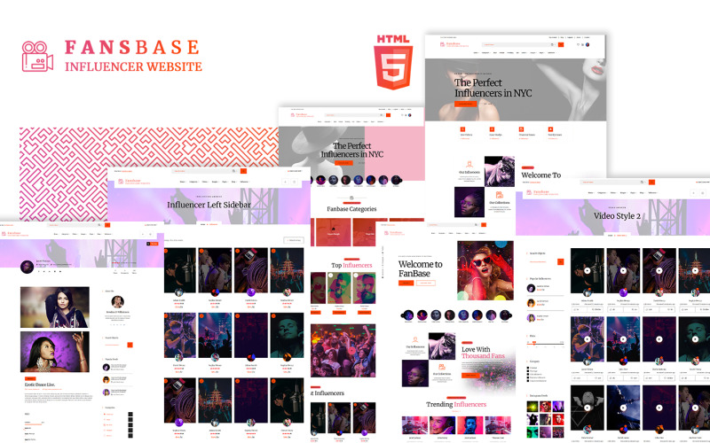 Fansbase Influencer Social Hub HTML5 website Template Website Template