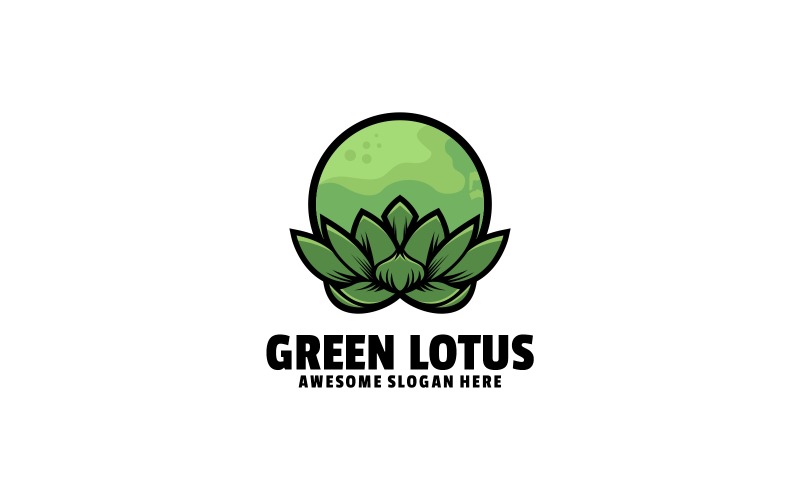 Green Lotus Simple Mascot Logo Logo Template