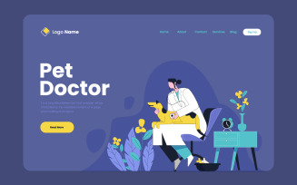 Pet Doctor Landing Page Design Free Vector Illustration Concept