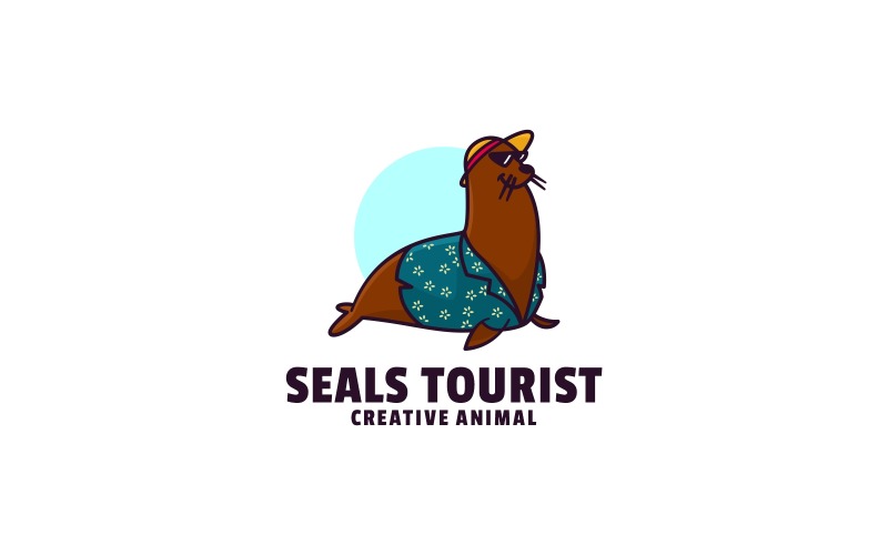 Seals Tourist Cartoon Logo Logo Template