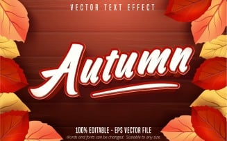 Autumn - Editable Text Effect, Orange Color And Cartoon Text Style, Graphics Illustration