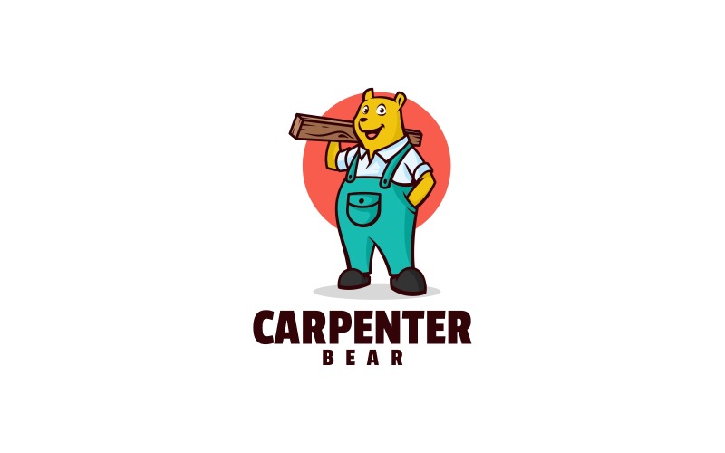 Carpenter Bear Mascot Cartoon Logo Logo Template