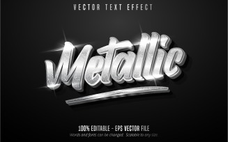 Metallic - Editable Text Effect, Shiny Metallic Silver Text Style, Graphics Illustration