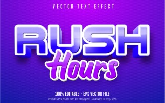 Rush Hours - Editable Text Effect, Cartoon Text Style, Graphics Illustration