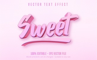 Sweet - Editable Text Effect, Cartoon And Pink Text Style, Graphics Illustration