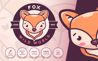 Cartoon Character Animal Fox - Logotype, Logo Template Graphics