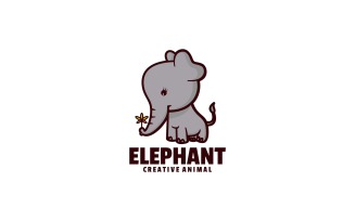Cute Elephant Simple Mascot Logo