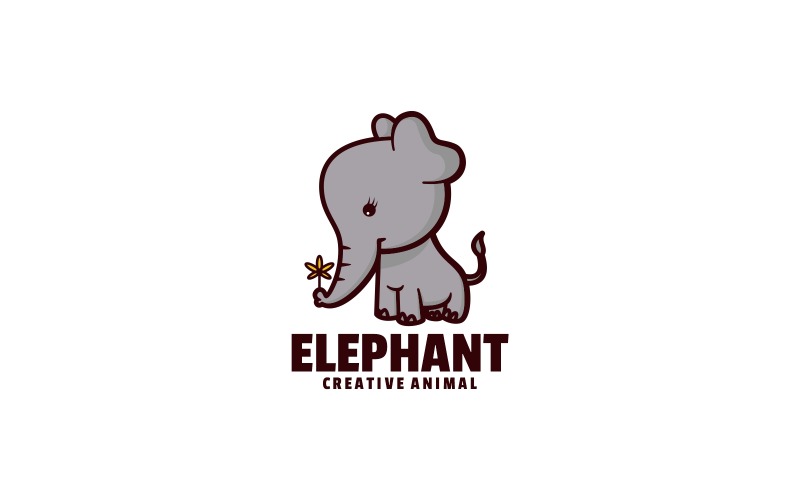 Cute Elephant Simple Mascot Logo Logo Template