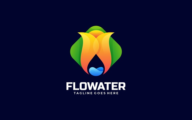 Flower Water Gradient Colorful Logo Logo Template