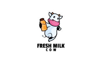 Fresh Milk Cow Cartoon Logo