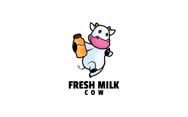 Fresh Milk Cow Cartoon Logo Logo Template