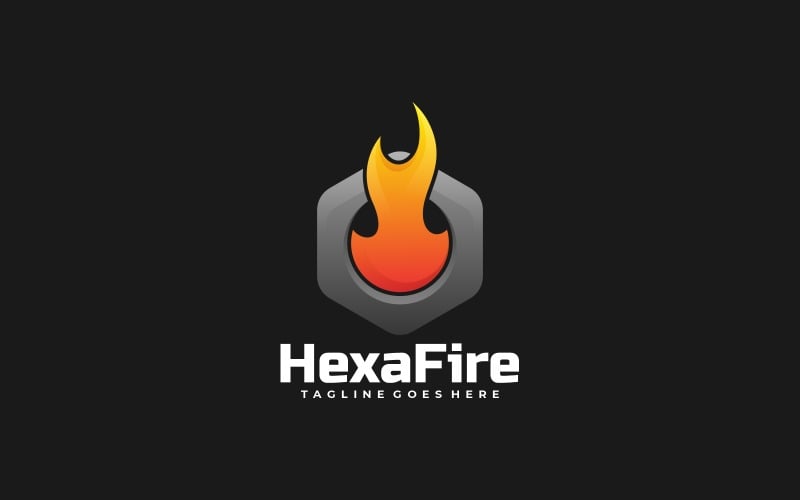 Hexagon Fire Gradient Logo Logo Template
