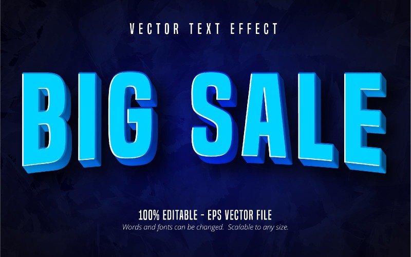 Big Sale - Editable Text Effect, Blue Color Comic And Cartoon Text Style, Graphics Illustration
