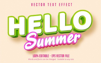 Hello Summer - Editable Text Effect, Comic And Cartoon Text Style, Graphics Illustration