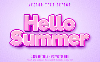 Hello Summer - Editable Text Effect, Pink Color Comic And Cartoon Text Style, Graphics Illustration