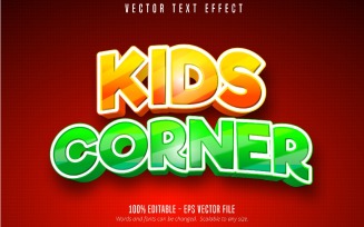 Kids Corner - Editable Text Effect, Cartoon And Comic Text Style, Graphics Illustration