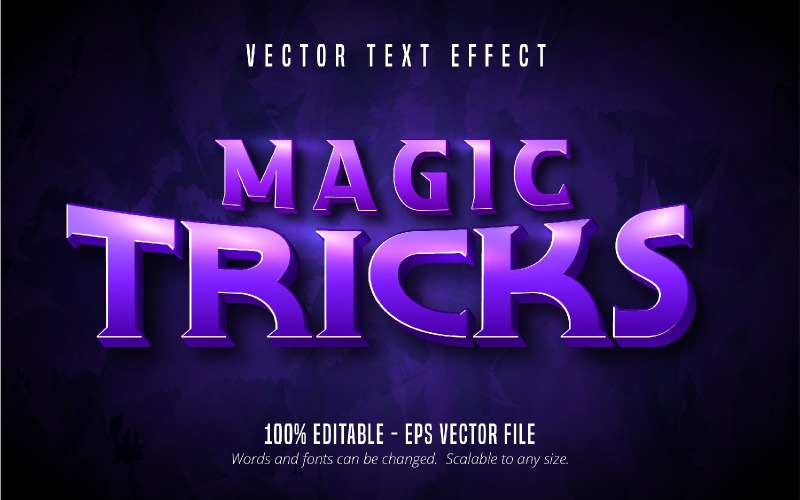Magic Tricks - Editable Text Effect, Purple Cartoon And Comic Text Style, Graphics Illustration