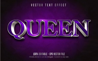 Queen - Editable Text Effect, Shiny Silver Text Style, Graphics Illustration